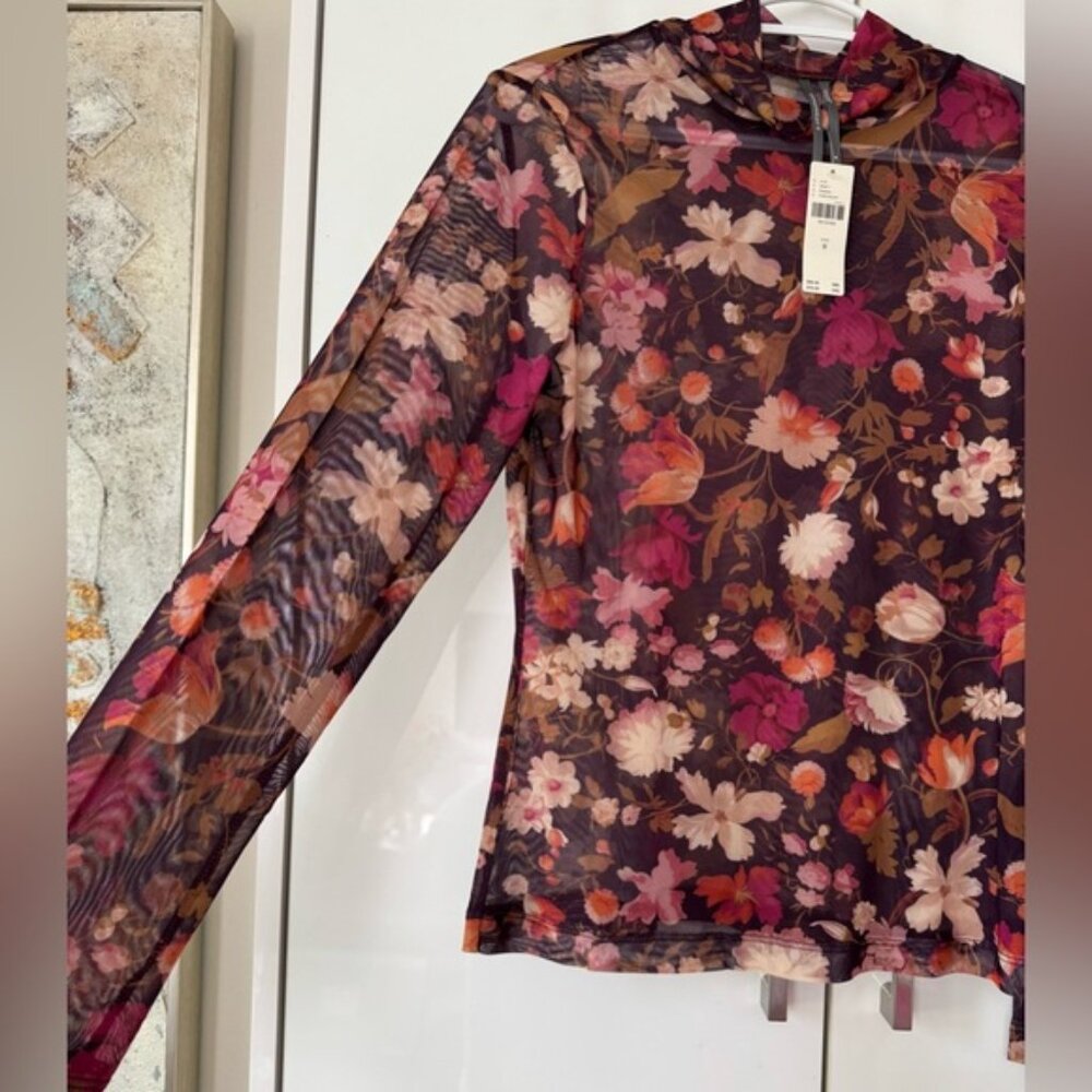 Nwt Size M By Anthropologie Mesh Turtleneck Top - image 1